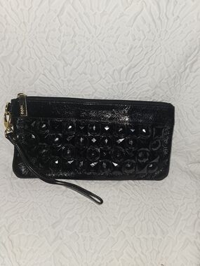 Hobo International Black leather beaded clutch/wristlet